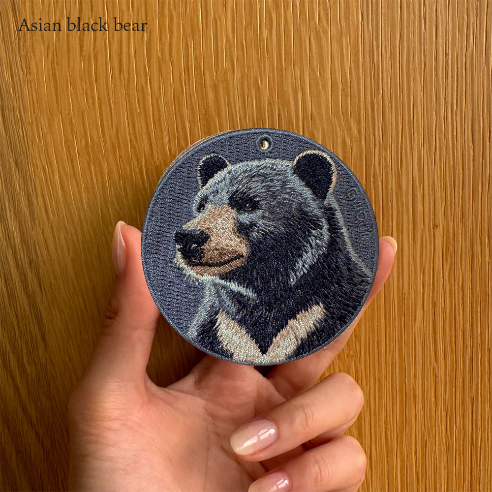 EMJOUR エンジュール 刺繍 キーホルダー チャーム 台湾 オランウータン ウシ 牛 ツキノワグマ クマ 熊 カバ プレゼント ギフト 贈り物 車 自転車 カギ 鍵 サファリ サバンナ 動物園 母の日