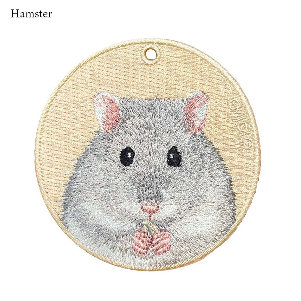 キーホルダー 刺繍 動物 アニマル チャーム 刺繍キーホルダー ハムスター ゴールデンハムスター モルモット ねずみ うさぎ ウサギ キーリング プレゼント かわいい ギフト 贈り物 EMJOUR エンジュール 台湾 車 カギ 鍵 ペット 動物園