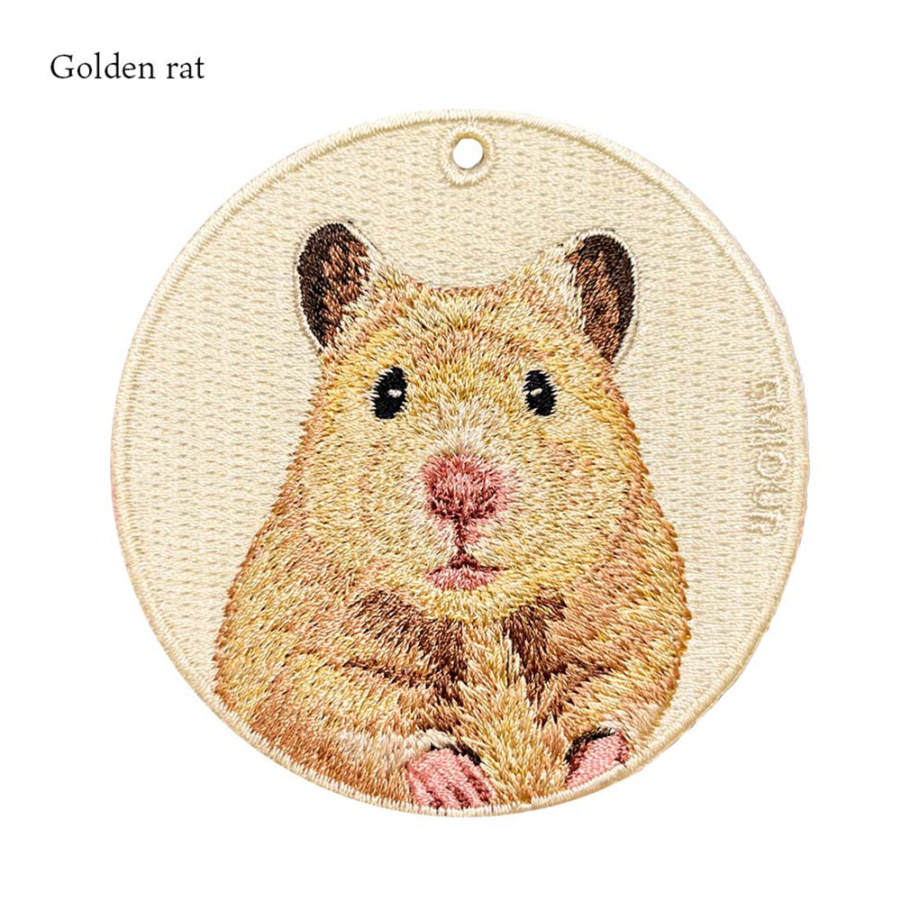 キーホルダー 刺繍 動物 アニマル チャーム 刺繍キーホルダー ハムスター ゴールデンハムスター モルモット ねずみ うさぎ ウサギ キーリング プレゼント かわいい ギフト 贈り物 EMJOUR エンジュール 台湾 車 カギ 鍵 ペット 動物園