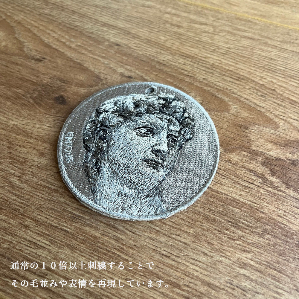 キーホルダー 刺繍 名作 チャーム 刺繍キーホルダー チャップリン ミケランジェロ ダビデ像 キーリング プレゼント ギフト 贈り物 EMJOUR エンジュール 台湾 Taiwan アート