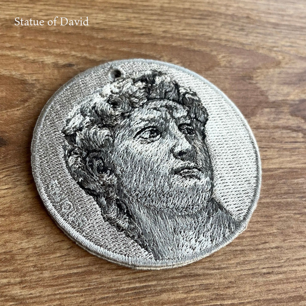 キーホルダー 刺繍 名作 チャーム 刺繍キーホルダー チャップリン ミケランジェロ ダビデ像 キーリング プレゼント ギフト 贈り物 EMJOUR エンジュール 台湾 Taiwan アート