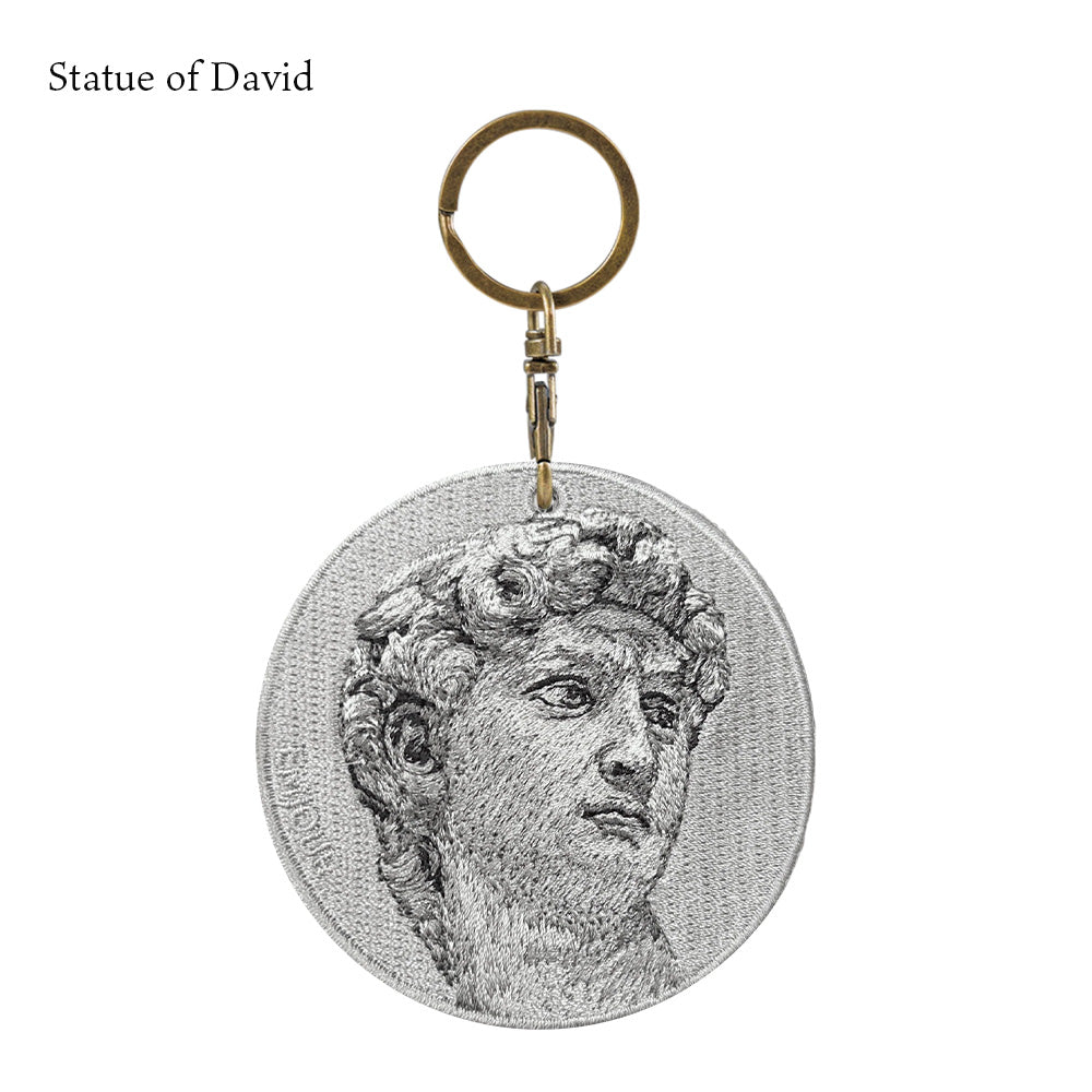キーホルダー 刺繍 名作 チャーム 刺繍キーホルダー チャップリン ミケランジェロ ダビデ像 キーリング プレゼント ギフト 贈り物 EMJOUR エンジュール 台湾 Taiwan アート