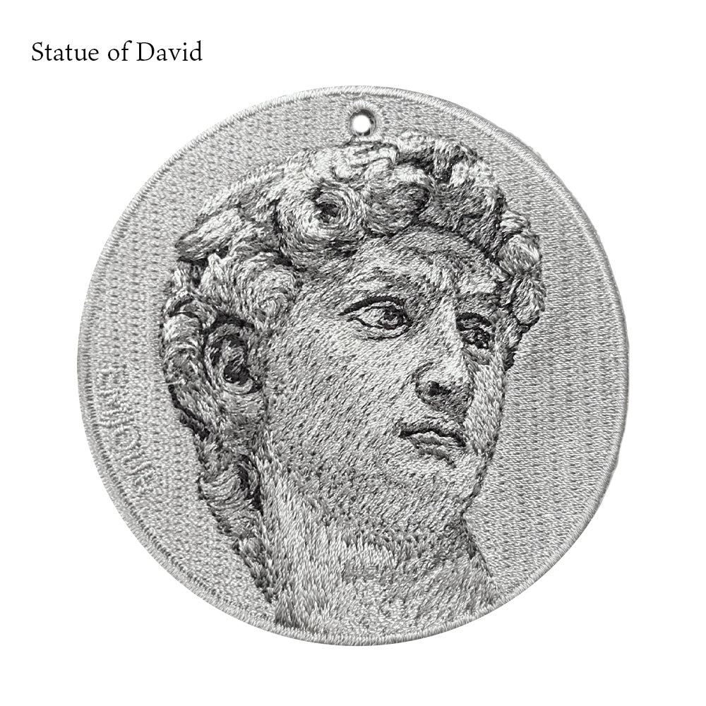 キーホルダー 刺繍 名作 チャーム 刺繍キーホルダー チャップリン ミケランジェロ ダビデ像 キーリング プレゼント ギフト 贈り物 EMJOUR エンジュール 台湾 Taiwan アート