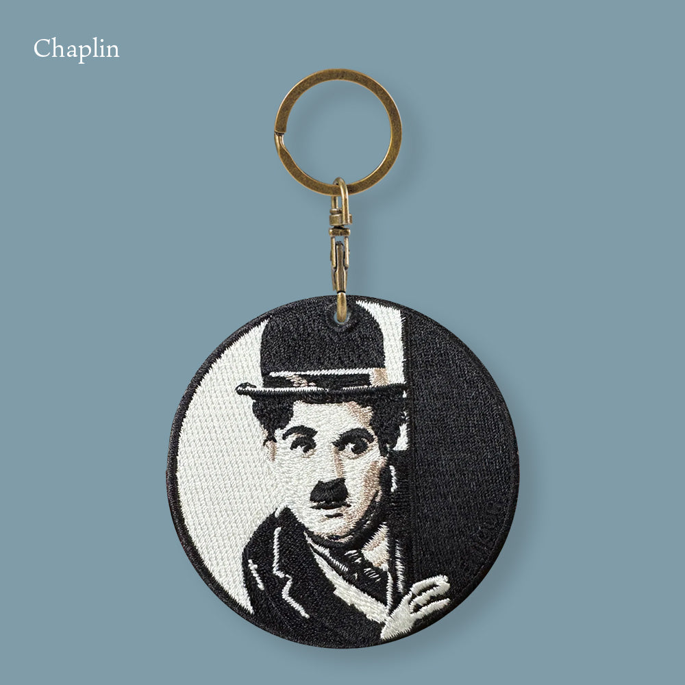 キーホルダー 刺繍 名作 チャーム 刺繍キーホルダー チャップリン ミケランジェロ ダビデ像 キーリング プレゼント ギフト 贈り物 EMJOUR エンジュール 台湾 Taiwan アート