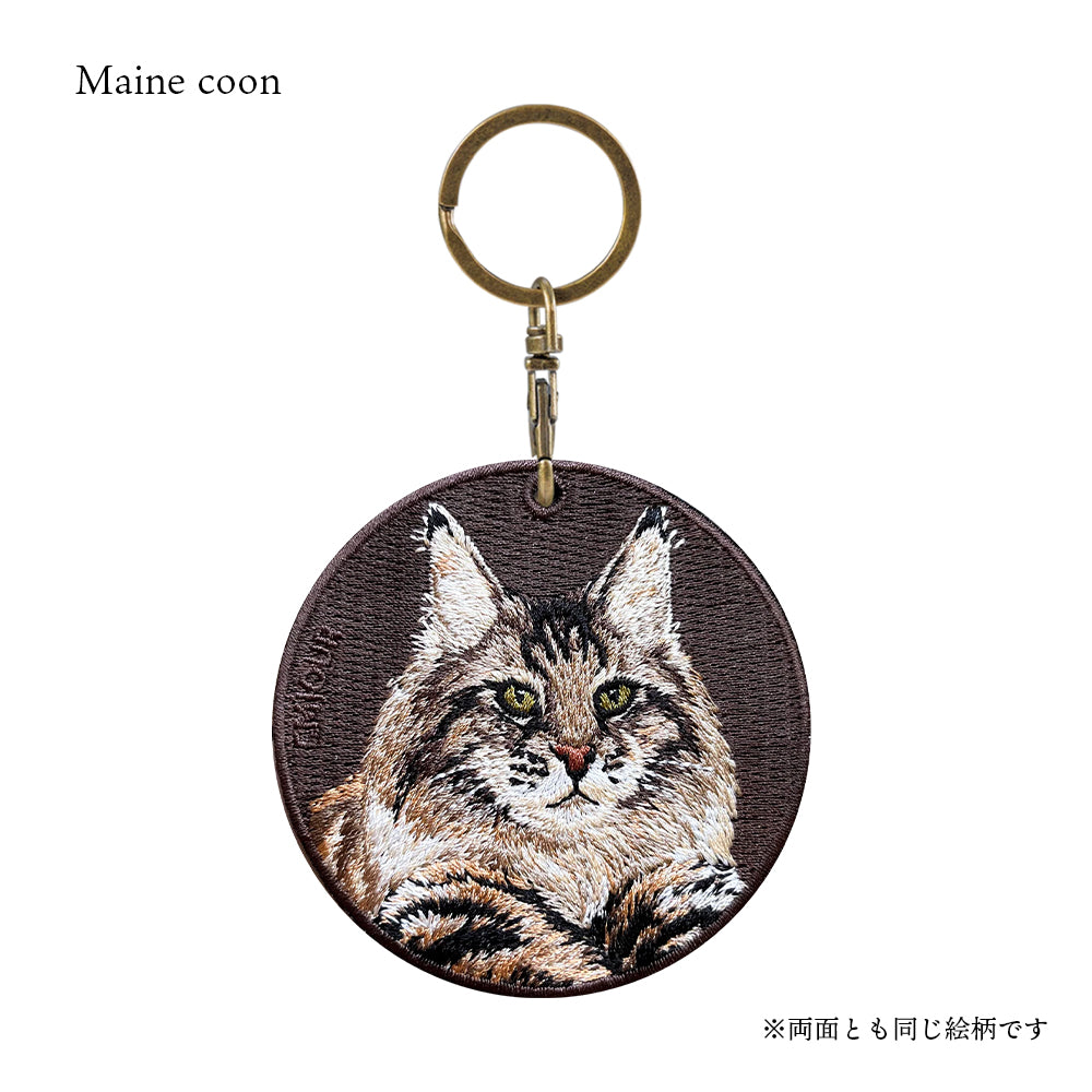 キーホルダー 猫 刺繍 ワッペン ネコ ネコ柄 アニマル チャーム ペット 動物 シャム アメリカンショートヘア ラグドール ブリティッシュショートヘア キャリコ ノルウェージャンフォレスト グッズ プレゼント ギフト EMJOUR エンジュール 台湾 車 自転車 カギ 鍵
