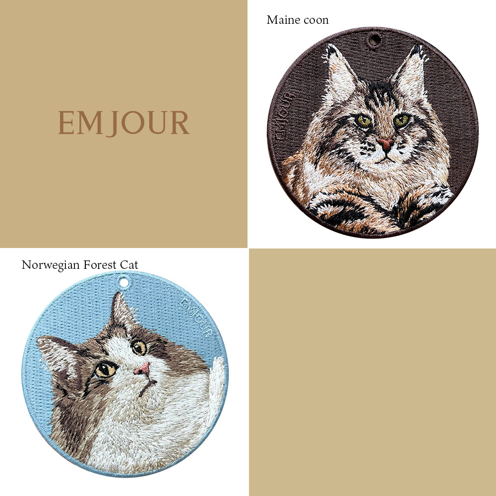 キーホルダー 猫 刺繍 ワッペン ネコ ネコ柄 アニマル チャーム ペット 動物 シャム アメリカンショートヘア ラグドール ブリティッシュショートヘア キャリコ ノルウェージャンフォレスト グッズ プレゼント ギフト EMJOUR エンジュール 台湾 車 自転車 カギ 鍵