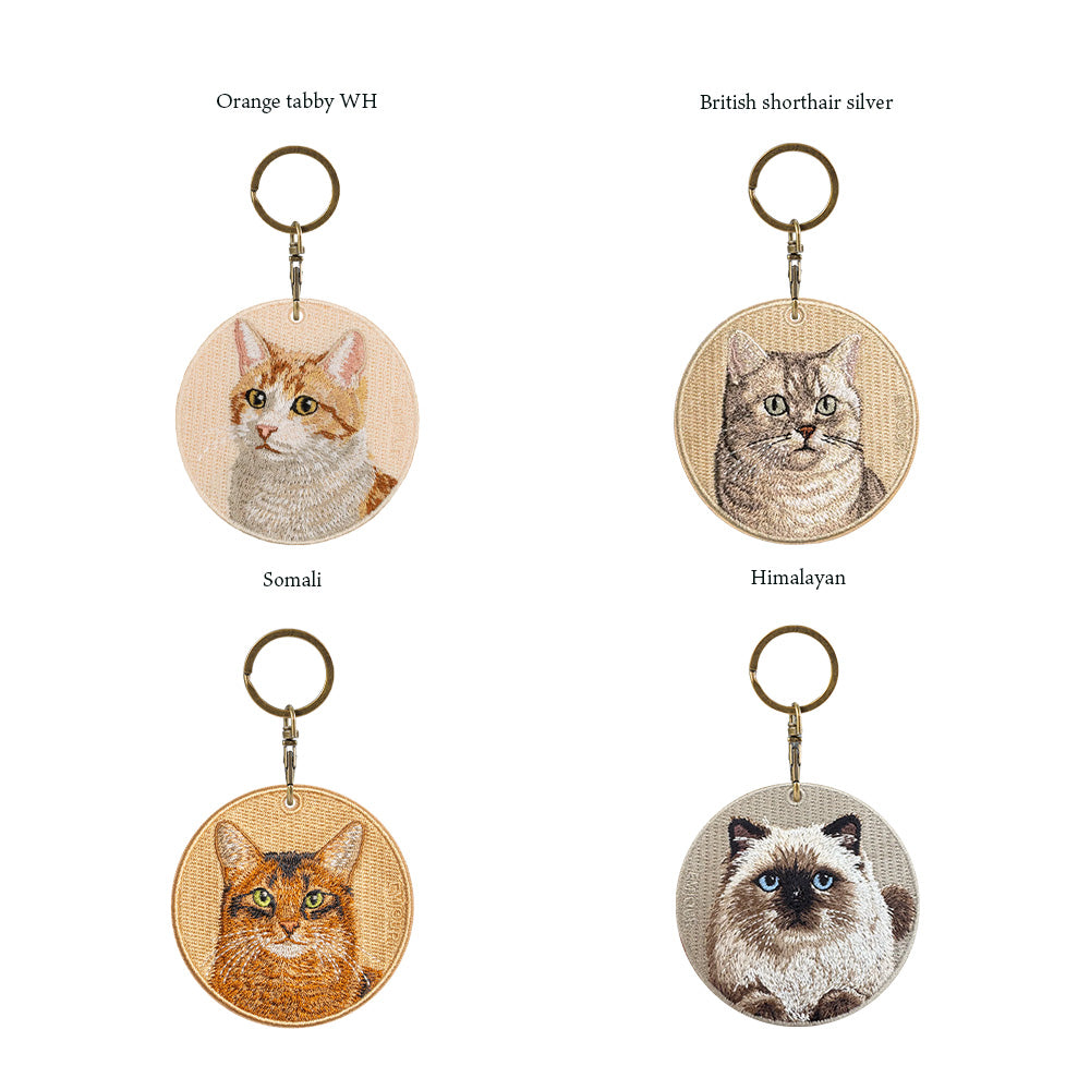 キーホルダー 猫 刺繍 ワッペン ネコ ネコ柄 アニマル チャーム ペット 動物   茶トラ ブリティッシュショートヘア ブリショー ソマリ ヒマラヤン グッズ プレゼント ギフト 贈り物 新築祝い EMJOUR エンジュール 台湾 Taiwan cat neko 車 自転車 カギ 鍵 おしゃれ