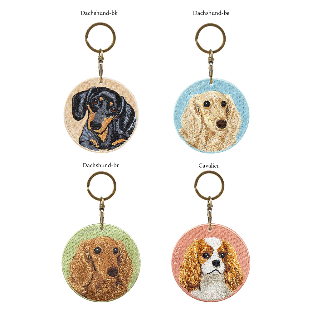キーホルダー 犬 刺繍 ワッペン イヌ 犬柄 アニマル チャーム ダックスフンド ダックス キャバリア 動物 ペット グッズ プレゼント ギフト 贈り物 EMJOUR エンジュール 台湾 dog Taiwan 車 自転車 カギ 鍵 おしゃれ ペットロス