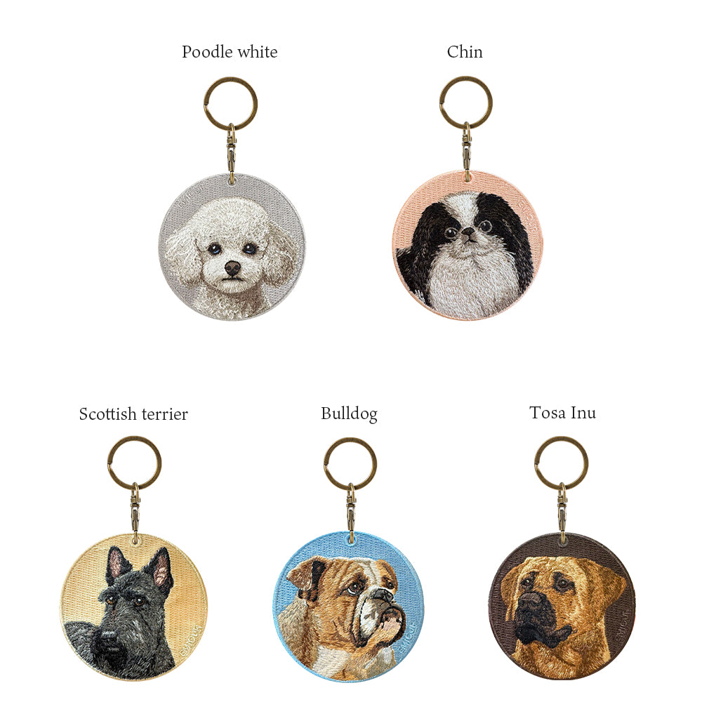 キーホルダー 犬 刺繍 ワッペン イヌ 犬柄 アニマル チャーム プードルホワイト 狆 チン スコティッシュテリア ブルドッグ 土佐犬 ぺット グッズ プレゼント ギフト 贈り物 クリスマス 新築祝い EMJOUR エンジュール 台湾 dog Taiwan ペットロス 車 自転車 カギ 鍵 おしゃれ