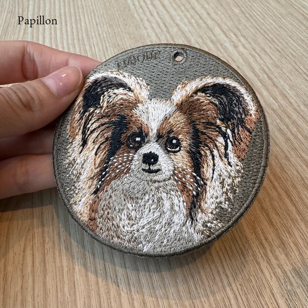 キーホルダー 犬 刺繍 ワッペン イヌ 犬 アニマル チャーム ポメラニアン ポメ ブラック&タン ロットワイラー セントバーナード パピヨン コーギー ペット グッズ プレゼント EMJOUR エンジュール ペットロス