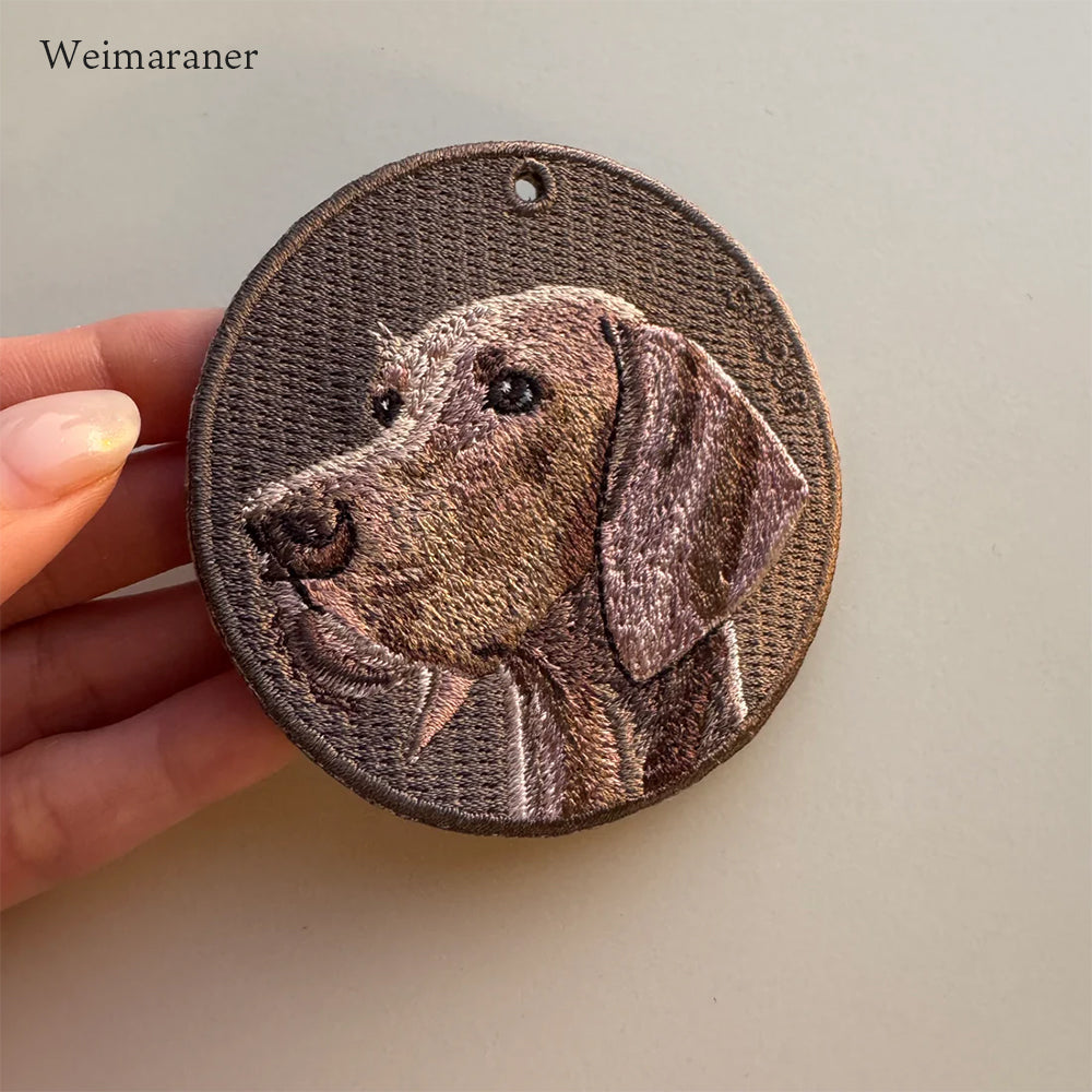 キーホルダー 犬 刺繍 ワッペン イヌ 犬 アニマル チャーム ワイマラナー ポメラニアン シュナウザー 黒 ブラック ペット グッズ プレゼント EMJOUR エンジュール ペットロス