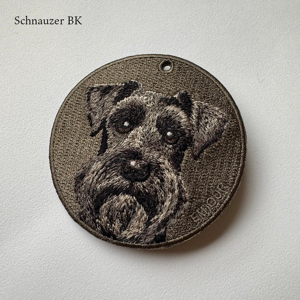 キーホルダー 犬 刺繍 ワッペン イヌ 犬 アニマル チャーム ワイマラナー ポメラニアン シュナウザー 黒 ブラック ペット グッズ プレゼント EMJOUR エンジュール ペットロス
