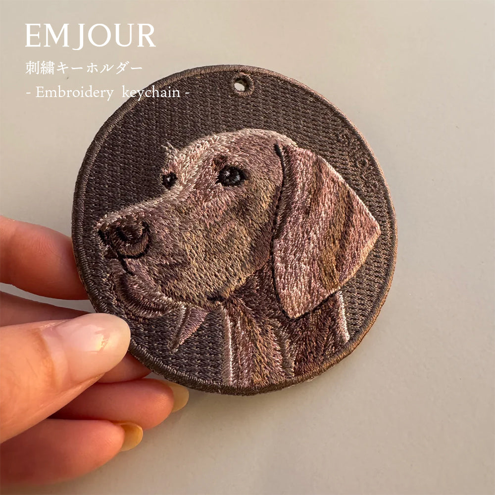 キーホルダー 犬 刺繍 ワッペン イヌ 犬 アニマル チャーム ワイマラナー ポメラニアン シュナウザー 黒 ブラック ペット グッズ プレゼント EMJOUR エンジュール ペットロス
