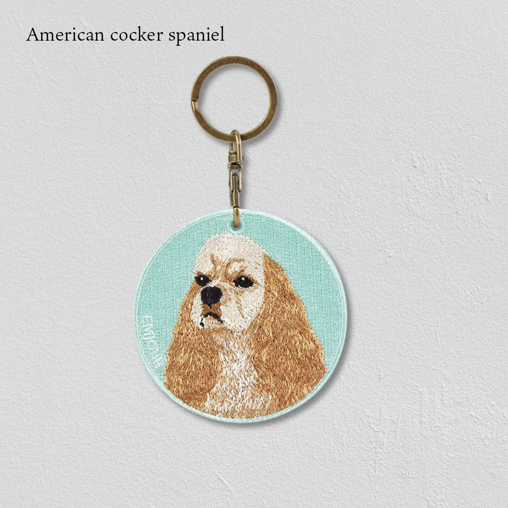 キーホルダー 犬 刺繍 ワッペン イヌ 犬 アニマル チャーム ジャックラッセル ジャック ヨークシャテリア ヨーキー ダッチディーコイスパニエル シェットランド シェルティ アメリカンコッカー アメコカ ペット グッズ プレゼント EMJOUR エンジュール ペットロス デコピン