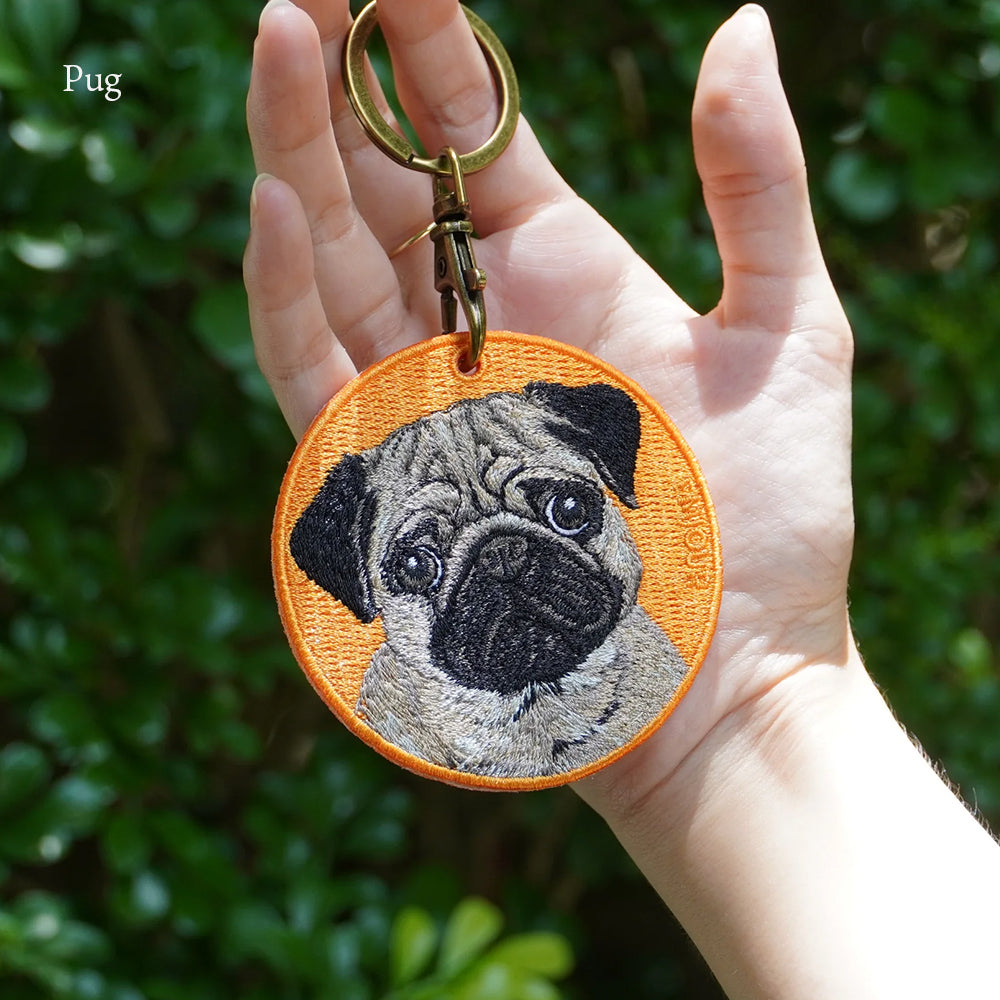 キーホルダー 犬 刺繍 ワッペン イヌ 犬柄 アニマル チャーム フレンチブルドッグ フレブル コッカー スパニエル アメコカ シャー ペイ ペット グッズ プレゼント ギフト 贈り物 新築祝い EMJOUR エンジュール 台湾 dog Taiwan 車 自転車 カギ 鍵 おしゃれ