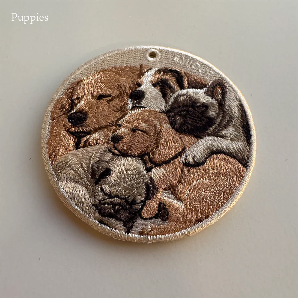キーホルダー 犬 猫 うさぎ 刺繍 ワッペン アニマル チャーム イヌ ネコ ねこ ウサギ ペット グッズ プレゼント EMJOUR エンジュール ペットロス