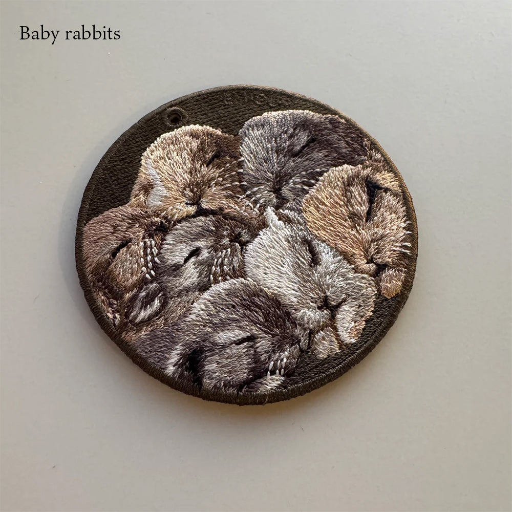 キーホルダー 犬 猫 うさぎ 刺繍 ワッペン アニマル チャーム イヌ ネコ ねこ ウサギ ペット グッズ プレゼント EMJOUR エンジュール ペットロス