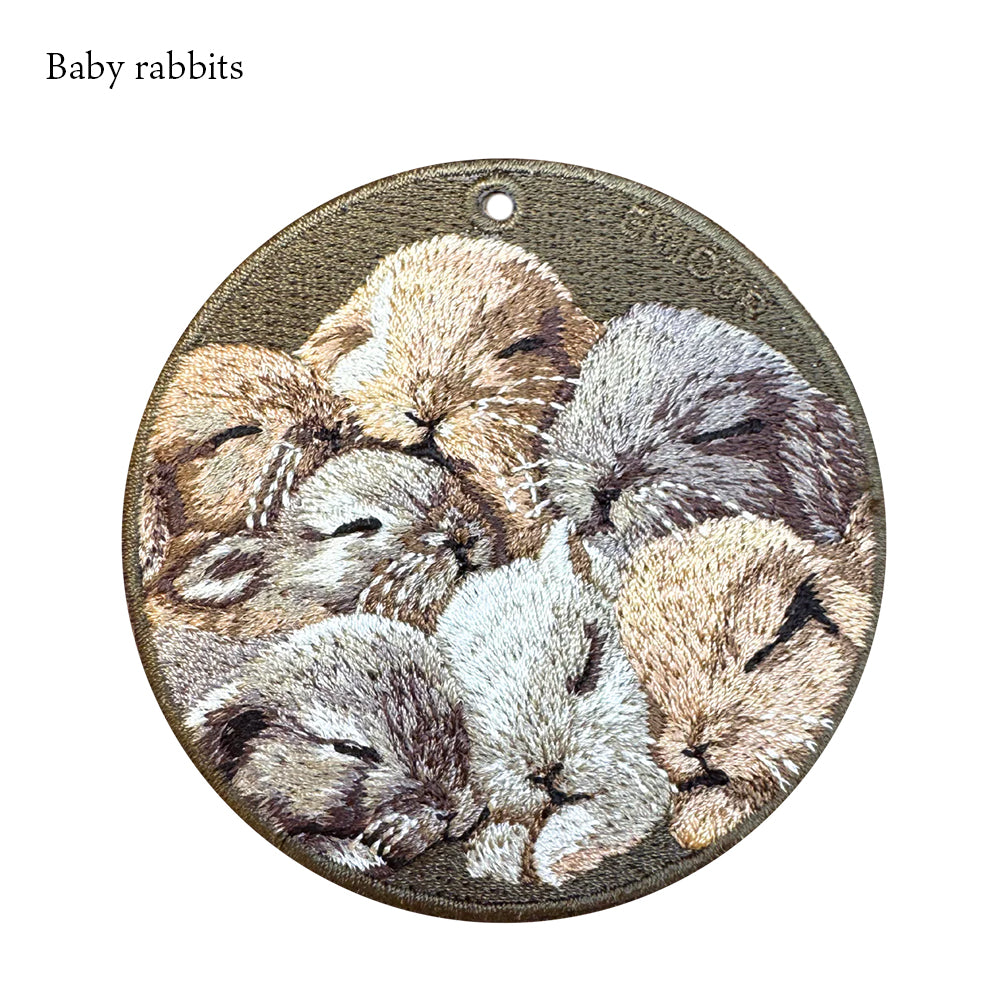 キーホルダー 犬 猫 うさぎ 刺繍 ワッペン アニマル チャーム イヌ ネコ ねこ ウサギ ペット グッズ プレゼント EMJOUR エンジュール ペットロス