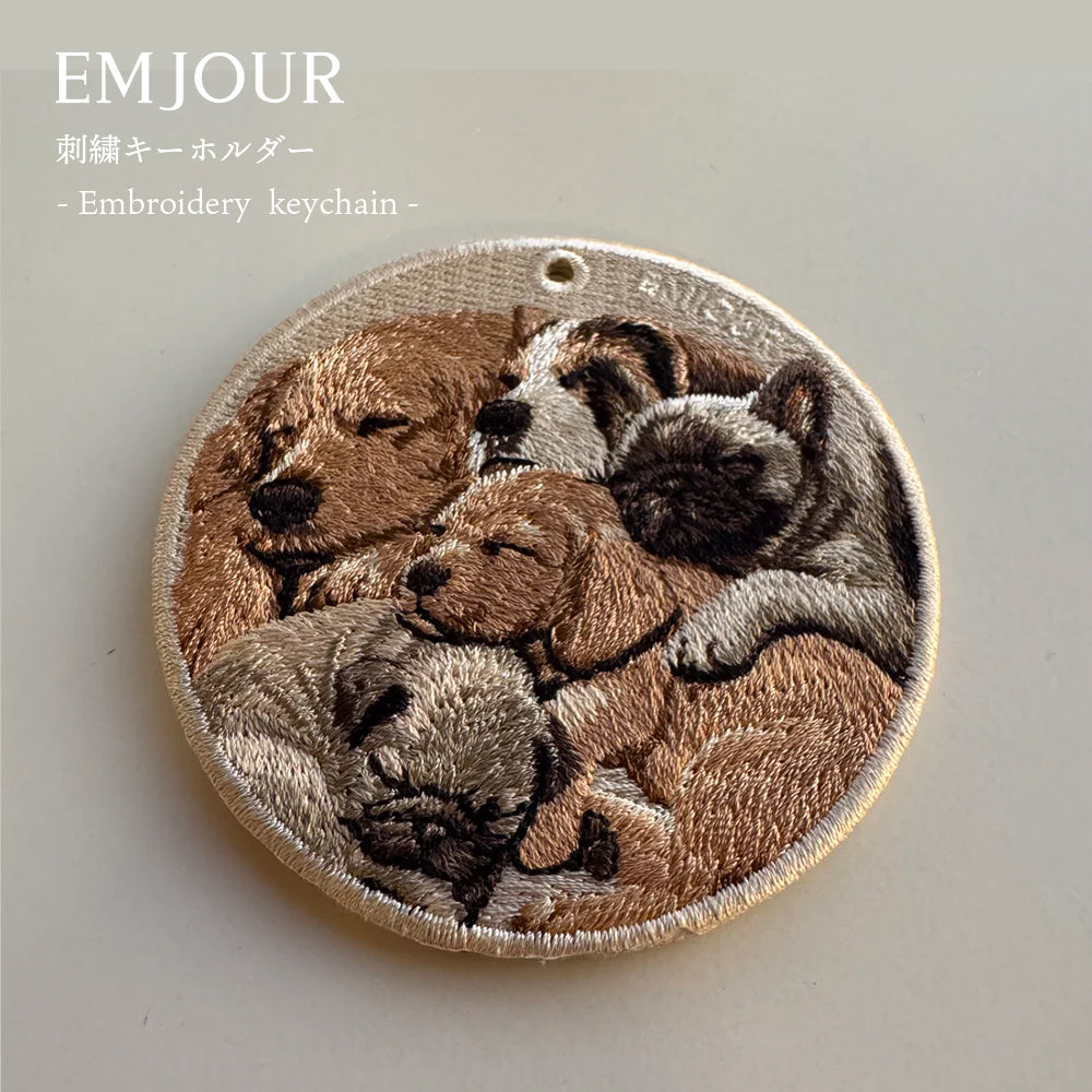 キーホルダー 犬 猫 うさぎ 刺繍 ワッペン アニマル チャーム イヌ ネコ ねこ ウサギ ペット グッズ プレゼント EMJOUR エンジュール ペットロス