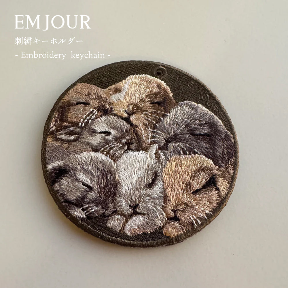 キーホルダー 犬 猫 うさぎ 刺繍 ワッペン アニマル チャーム イヌ ネコ ねこ ウサギ ペット グッズ プレゼント EMJOUR エンジュール ペットロス