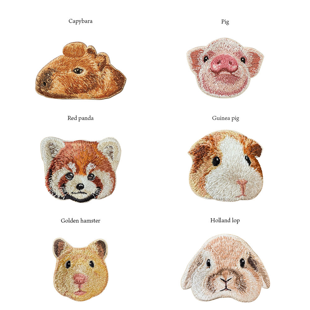 正規品 ワッペン 刺繍ワッペン アイロンワッペン ブタ 豚 子ブタ カピバラ レッサーパンダ うさぎ ホーランドロップ モルモット ゴールデンハムスター 刺繍 ペット グッズ EMJOUR エンジュール 台湾 ハンドメイド 手芸 アップリケ ステッカー 動物 動物園