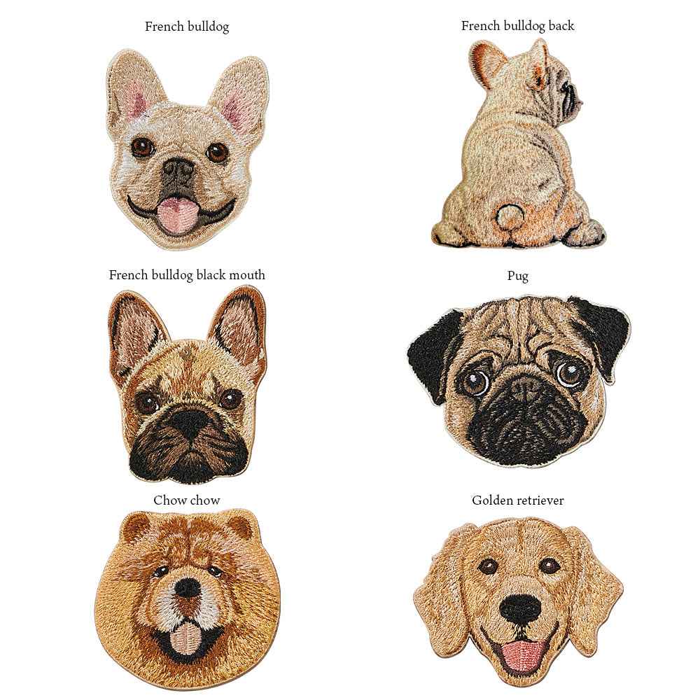 ワッペン 刺繍ワッペン アイロンワッペン 犬 刺繍 イヌ ブラックマウス フレンチブルドッグ フレブル パグ チャウチャウ ゴールデンレトリバー ゴールデン 動物 ペット グッズ プレゼント ギフト EMJOUR エンジュール 台湾 ハンドメイド 手芸 アップリケ ステッカー
