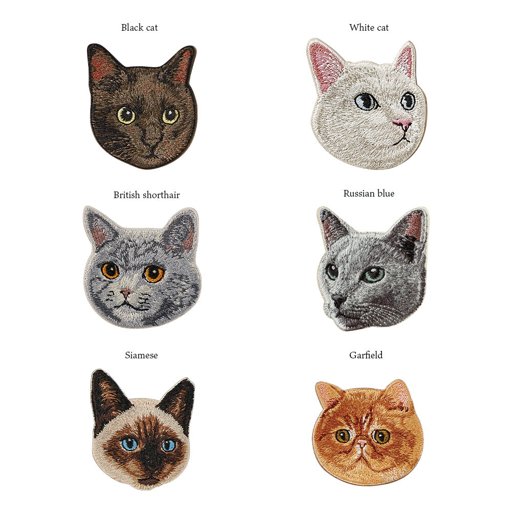 ワッペン 刺繍ワッペン アイロンワッペン 猫 刺繍 ネコ 黒猫 白猫 ロシアンブルー ブリティッシュショートヘア ブリショー シャム ガーフィールド 動物 ペット グッズ プレゼント ギフト 贈り物 誕生日 EMJOUR エンジュール 母の日 台湾 ハンドメイド 手芸 アップリケ ステッカー