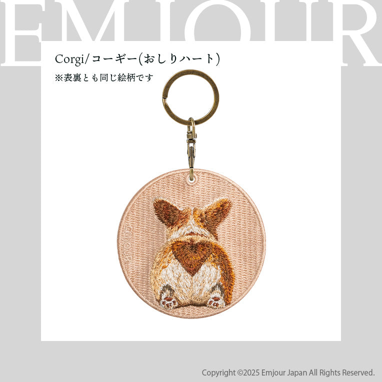 キーホルダー 犬 猫 刺繍 ワッペン アニマル チャーム 柴犬 黒柴 お散歩 トラ猫 お昼寝 ペット グッズ プレゼント EMJOUR エンジュール ペットロス