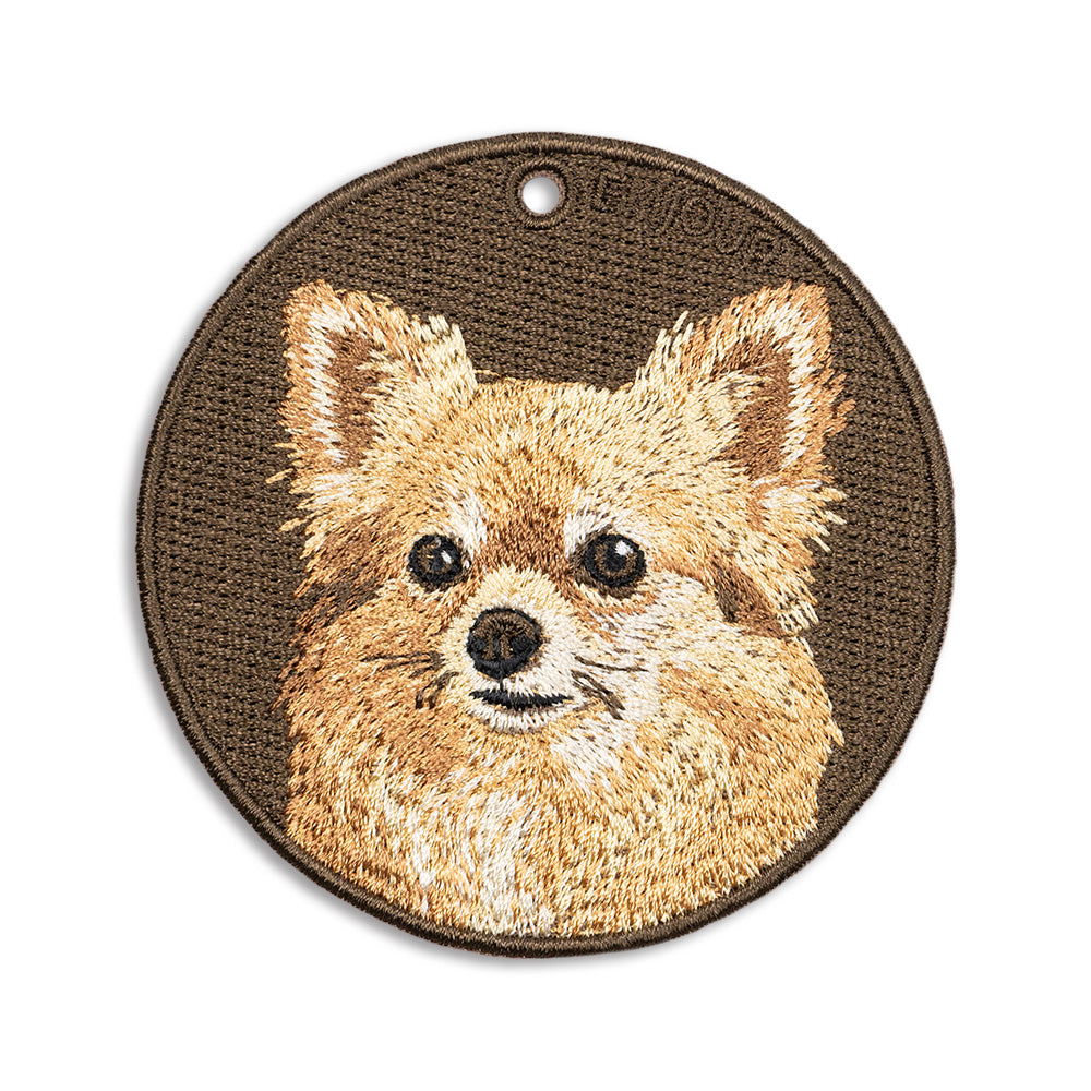 EMJOUR 両面 刺繍キーホルダー ロングコートチワワ チワワ 犬 ペット