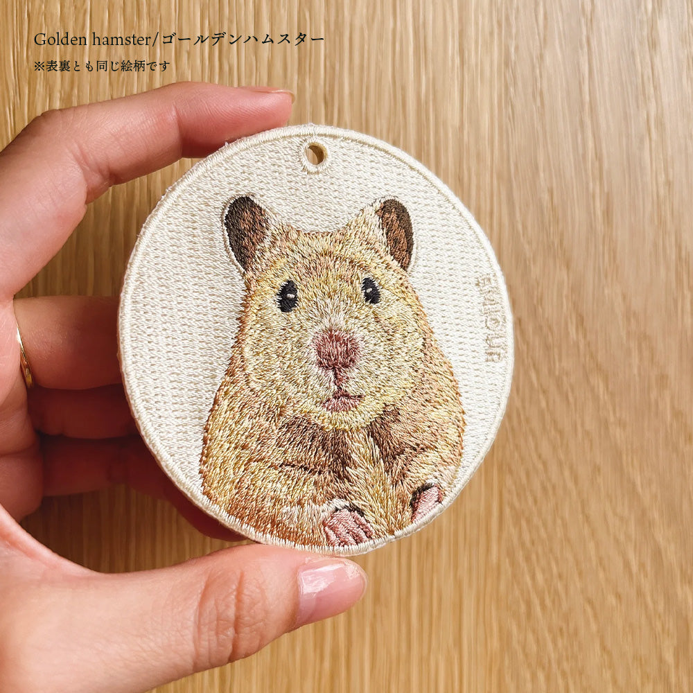 キーホルダー 動物 刺繍 ワッペン アニマル チャーム ハムスター モルモット リス カピバラ チンチラ カピバラ プレーリードッグ グッズ プレゼント ギフト 贈り物 新築祝い EMJOUR エンジュール 車 自転車 カギ おしゃれ (animal-2)