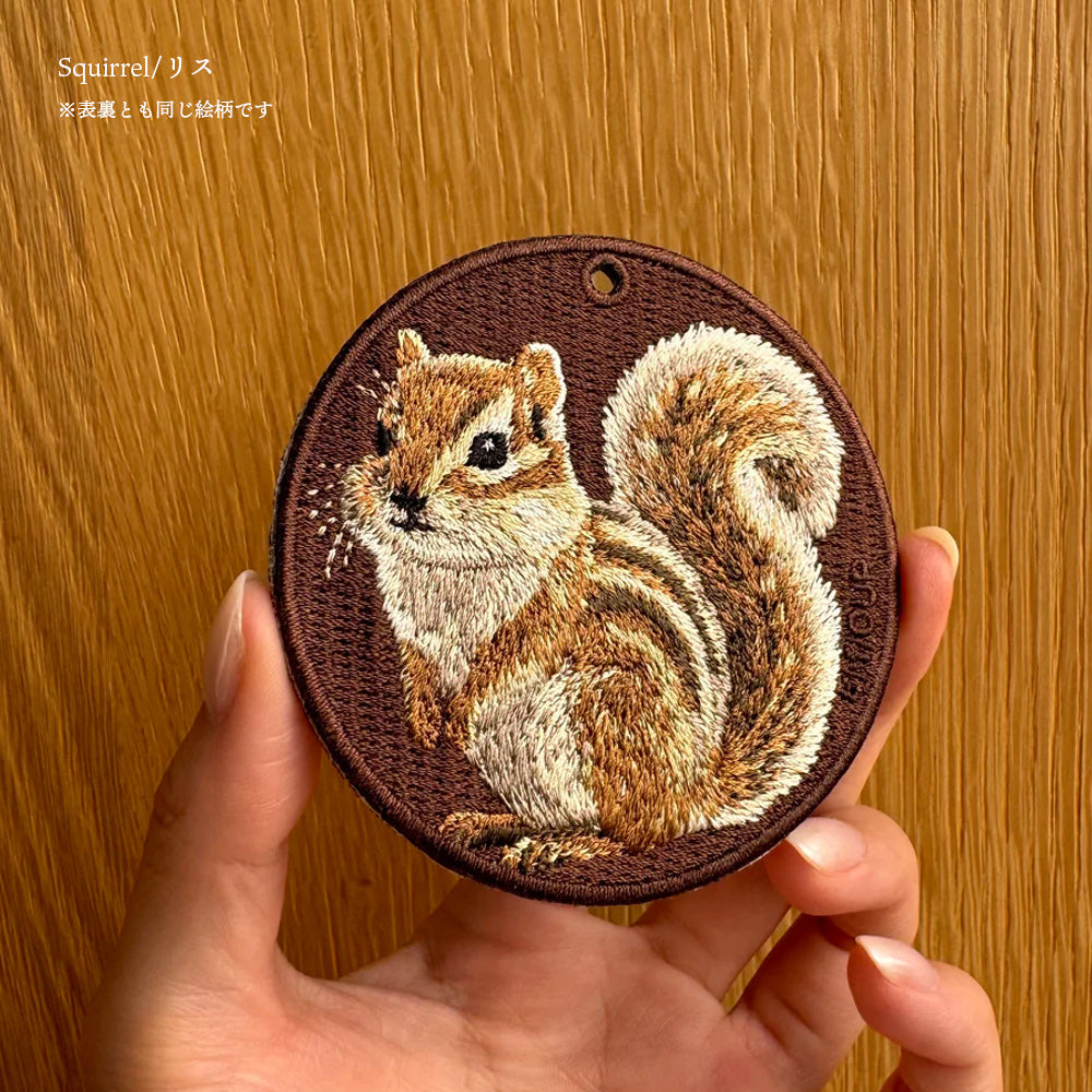 キーホルダー 動物 刺繍 ワッペン アニマル チャーム ハムスター モルモット リス カピバラ チンチラ カピバラ プレーリードッグ グッズ プレゼント ギフト 贈り物 新築祝い EMJOUR エンジュール 車 自転車 カギ おしゃれ (animal-2)