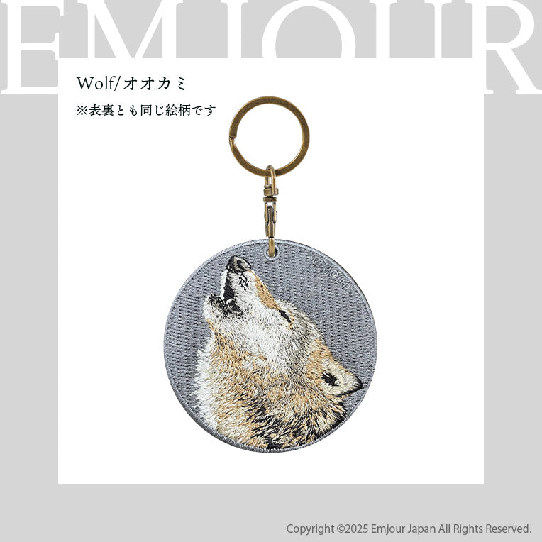 キーホルダー 動物 刺繍 ワッペン アニマル チャーム アライグマ レッサーパンダ キツネ フェレット パンダ グッズ プレゼント ギフト 贈り物 EMJOUR エンジュール  自転車 カギ 鍵 おしゃれ (animal-3)