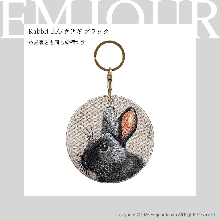 キーホルダー 刺繍 動物 アニマル チャーム 刺繍キーホルダー ネザーランドドワーフ ホーランドロップ ダッチウサギ ライオンラビット  うさぎ ウサギ キーリング プレゼント かわいい ギフト 贈り物 EMJOUR エンジュール 台湾 (animal-4)