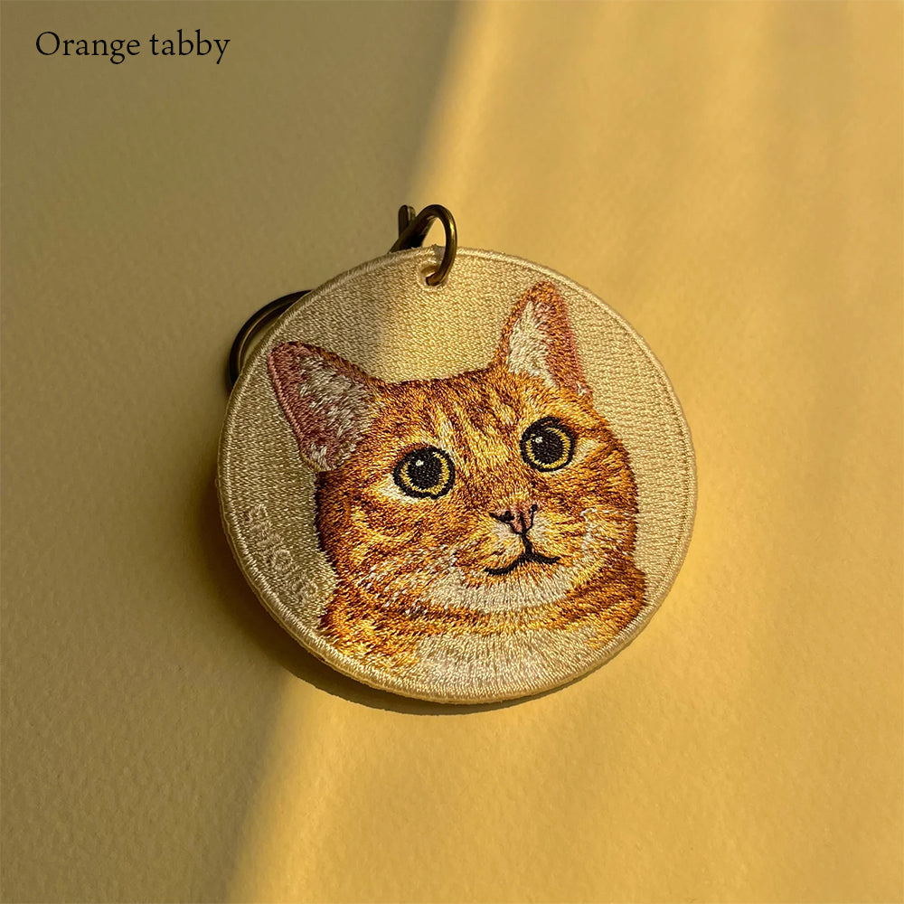 キーホルダー 猫 刺繍 ワッペン ネコ ネコ柄 アニマル チャーム ペット 動物 茶トラ しろねこ 白猫 さびねこ チンチラ ペルシャ猫 三毛猫  キャリコ グッズ プレゼント ギフト 贈り物 新築祝い EMJOUR エンジュール 台湾 Taiwan cat neko 車 自転車 カギ 鍵 おしゃれ