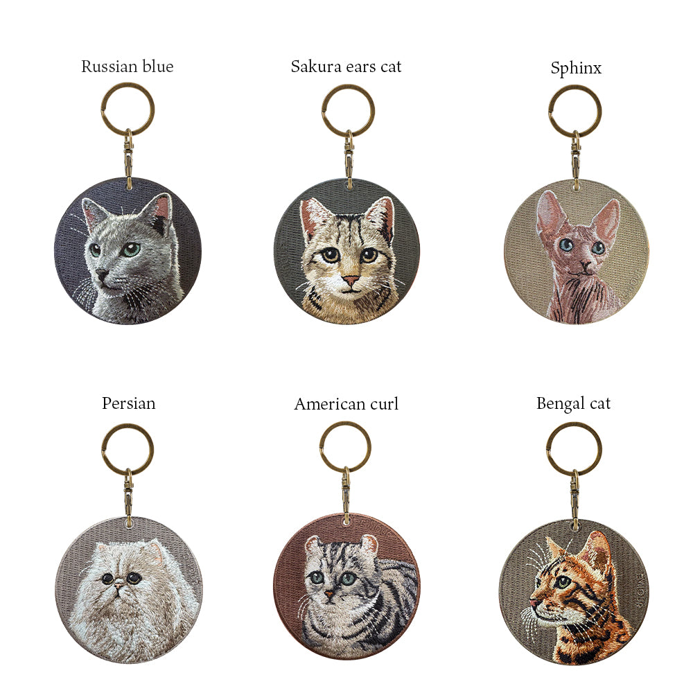 キーホルダー 猫 刺繍 ワッペン ネコ ネコ柄 アニマル チャーム ペット 動物  ベンガル アメリカンカール ペルシャ ロシアンブルー スフィンクス さくらネコ さくら猫 グッズ プレゼント ギフト 贈り物 新築祝い EMJOUR エンジュール 台湾 Taiwan cat neko 車 自転車 カギ 鍵 おしゃれ