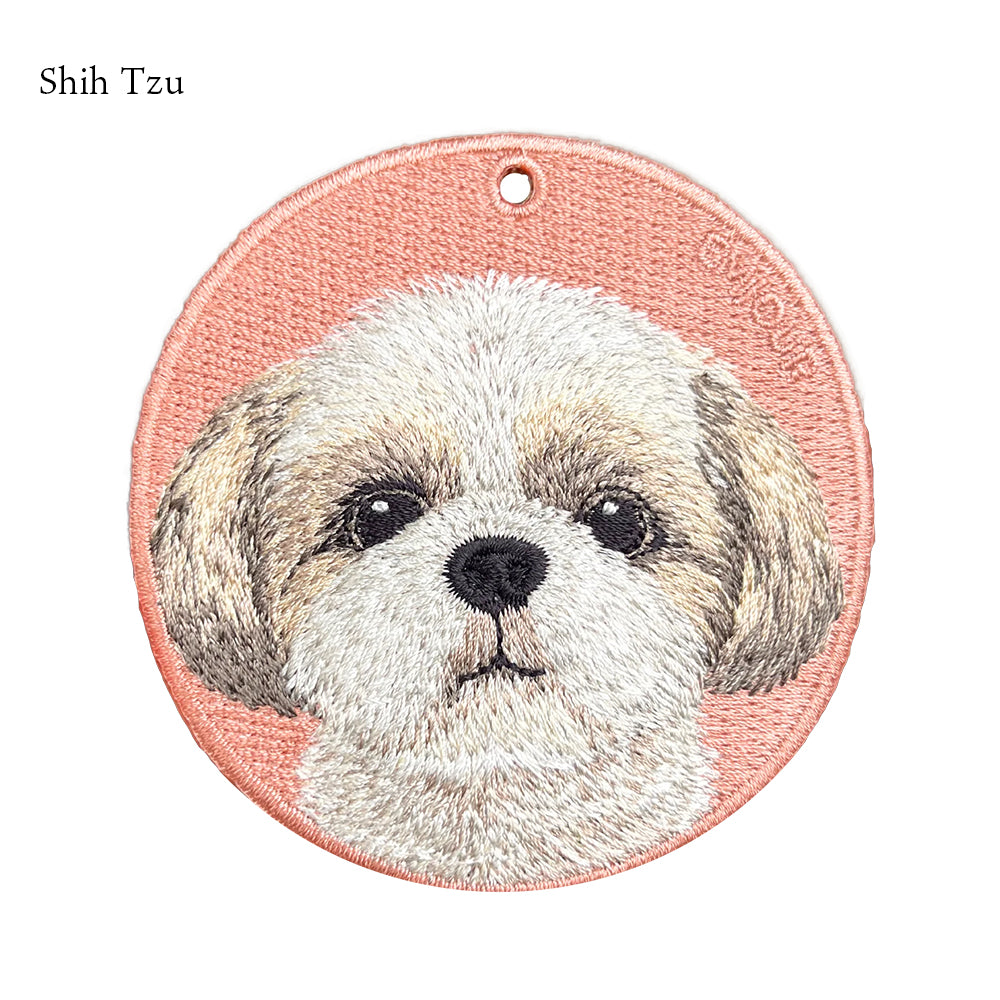 キーホルダー 犬 刺繍 ワッペン イヌ 犬柄 アニマル チャーム