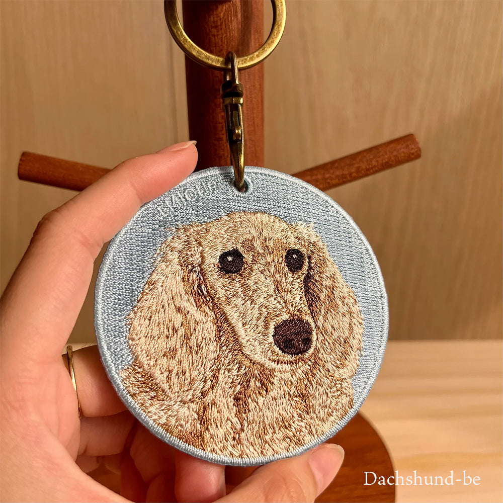 キーホルダー 犬 刺繍 ワッペン イヌ 犬柄 アニマル チャーム ダックスフンド ダックス トイプードル トイプ ペット グッズ プレゼント ギフト  贈り物 新築祝い EMJOUR エンジュール 台湾 dog Taiwan 車 自転車 カギ 鍵 おしゃれ