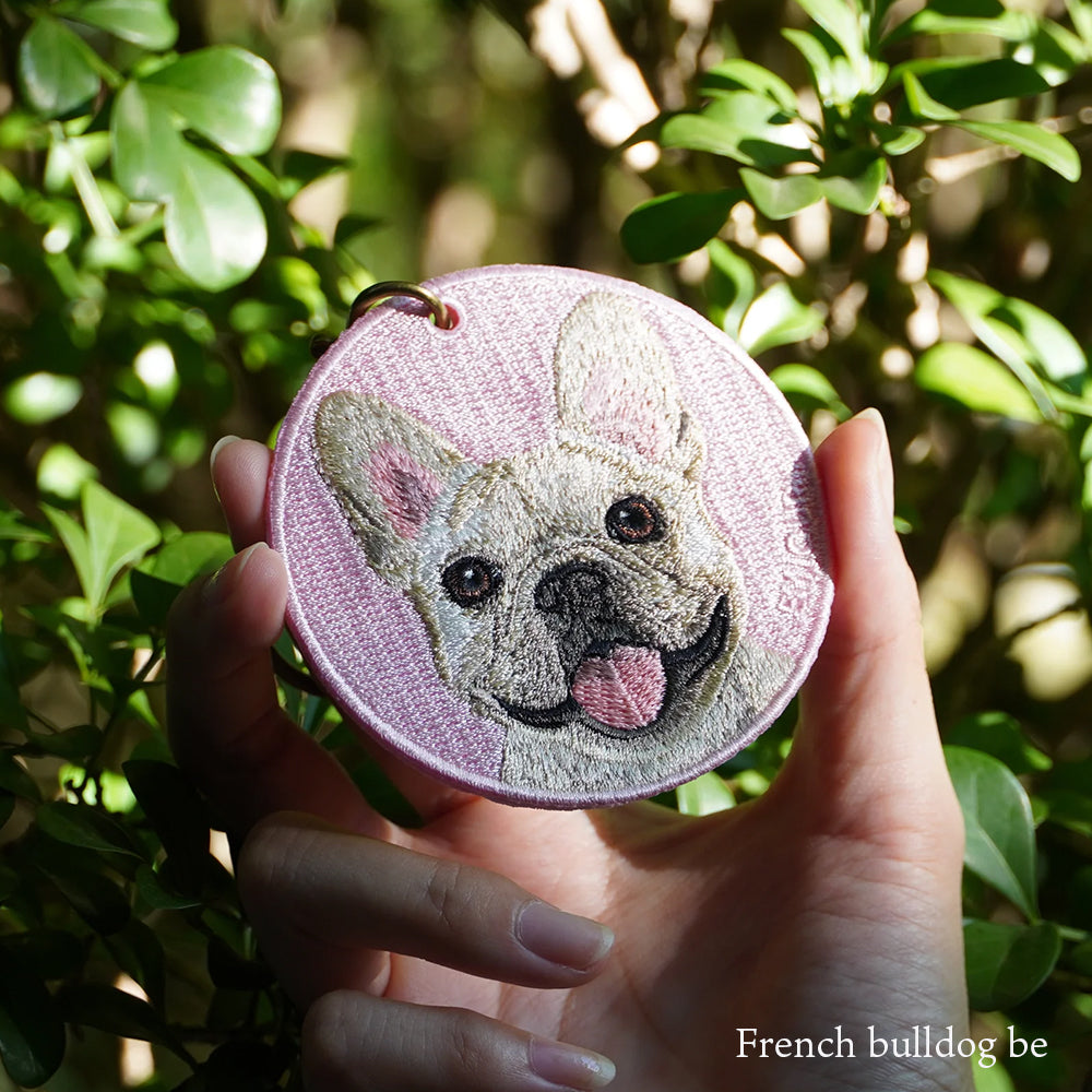 キーホルダー 犬 刺繍 ワッペン イヌ 犬柄 アニマル チャーム フレンチ ...