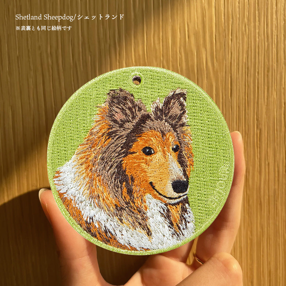 キーホルダー 刺繍 EMJOUR 犬 コーギー シェットランドシープドッグ ボーダーコリー ミックス犬 シープドッグ dog corgi プレゼント ギフト