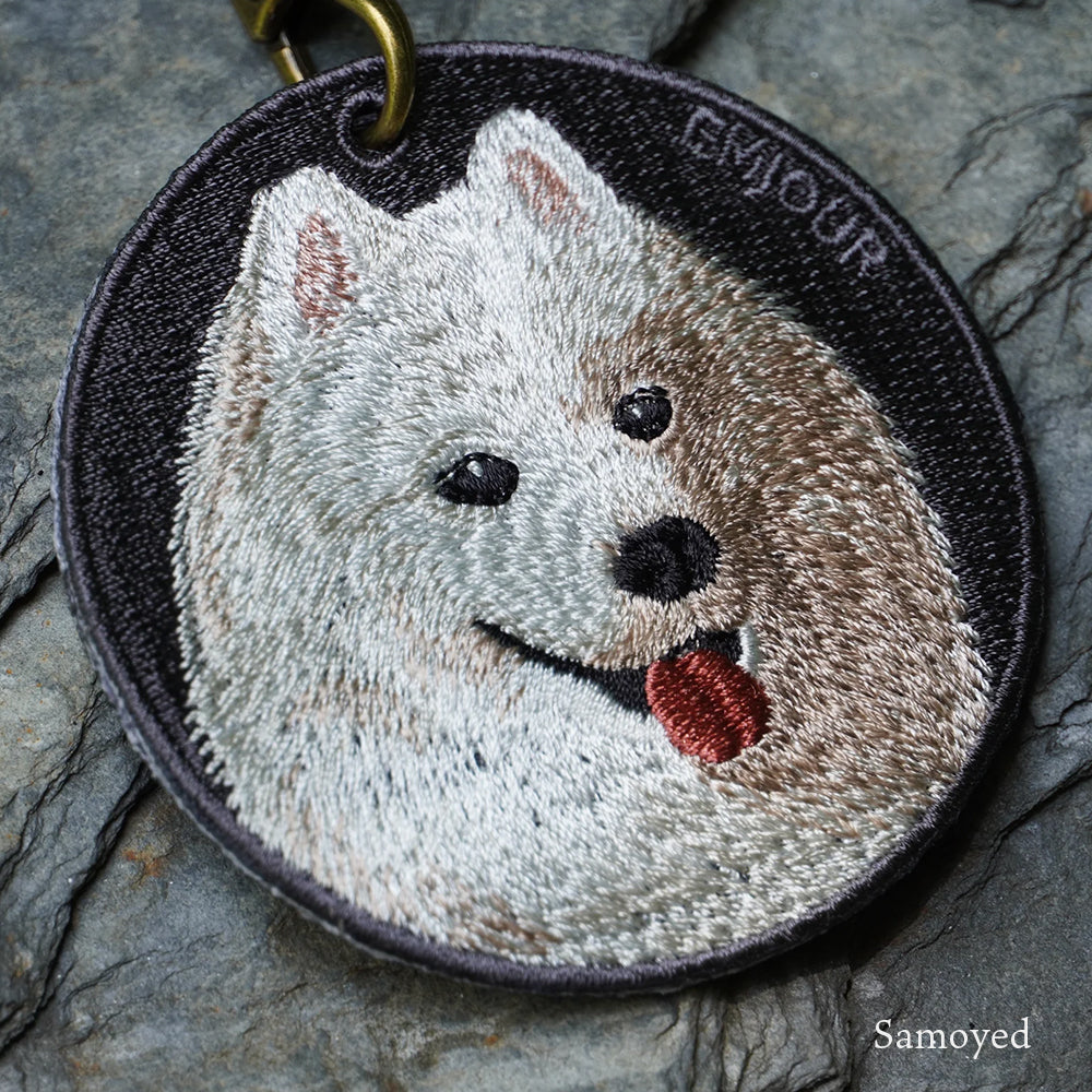 キーホルダー 犬 刺繍 ワッペン イヌ 犬柄 アニマル チャーム チャウチャウ ラブラドール レトリーバー ラブ グレートデーン サモエド ハスキー  動物 ペット グッズ プレゼント ギフト 贈り物 EMJOUR エンジュール 台湾 dog Taiwan 車 自転車 カギ 鍵 おしゃれ