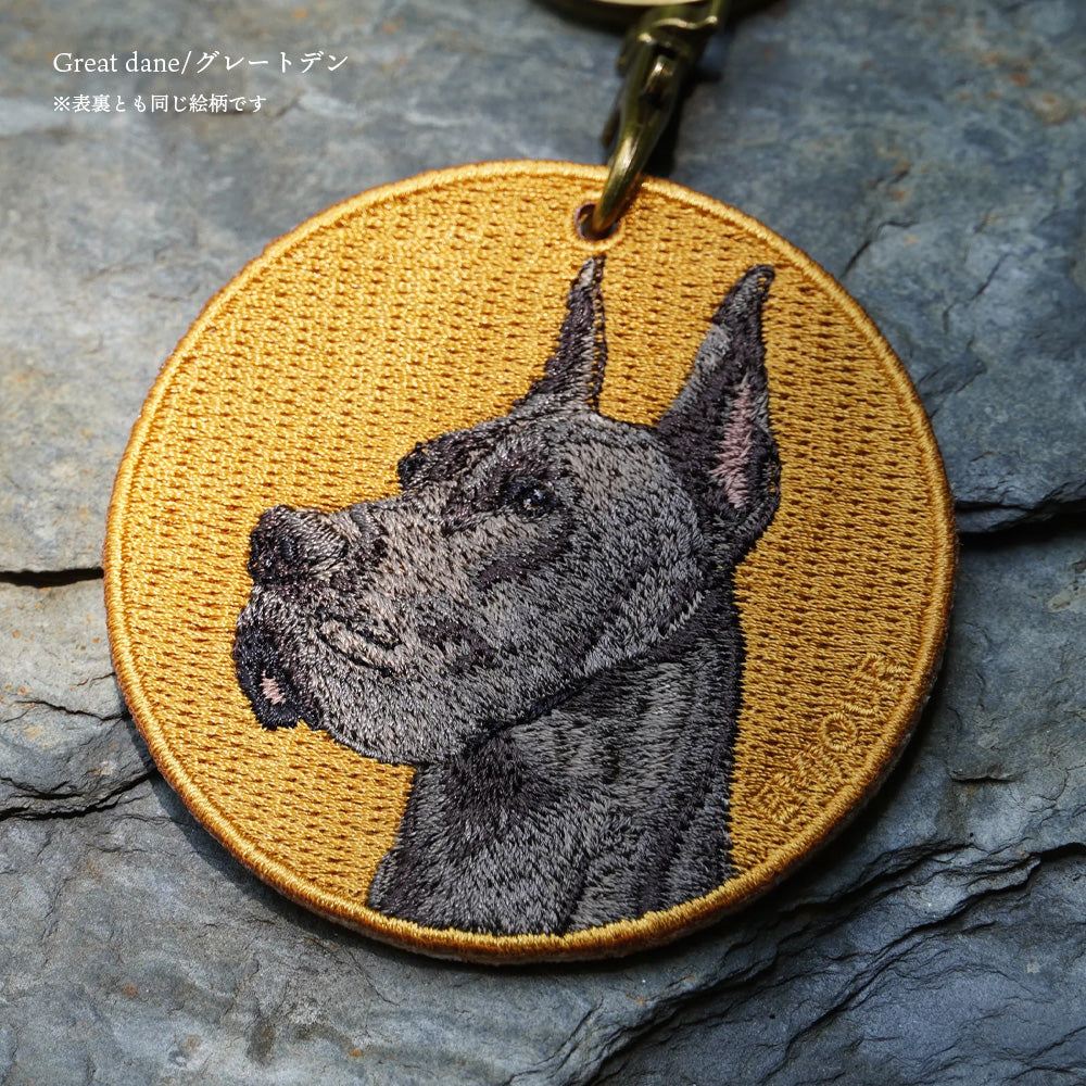 キーホルダー 犬 刺繍 ワッペン イヌ 犬柄 アニマル チャーム