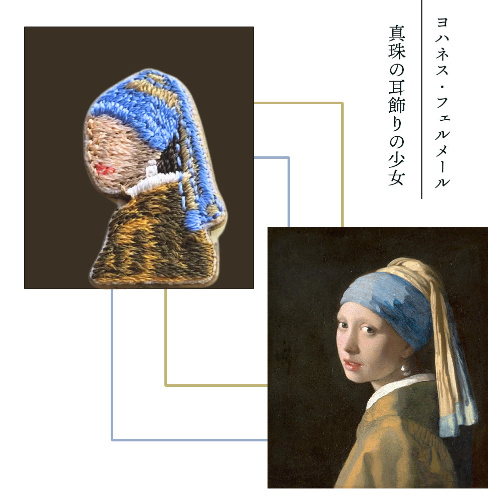 輸入雑貨　天然石　ダヴィンチ作『真珠の耳飾りの少女・クリスタルアート』　水晶絵 正規品 ワッペン 刺繍ワッペン 絵画 アート 落穂拾い モナ・リザ