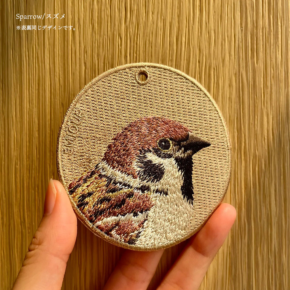 キーホルダー 刺繍 鳥 小鳥 動物 アニマル チャーム 刺繍キーホルダー