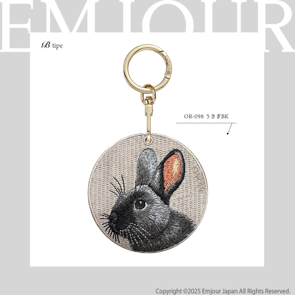 EMJOUR 刺繍キーホルダー 両面 うさぎ ラビット animal 動物 – Emjour