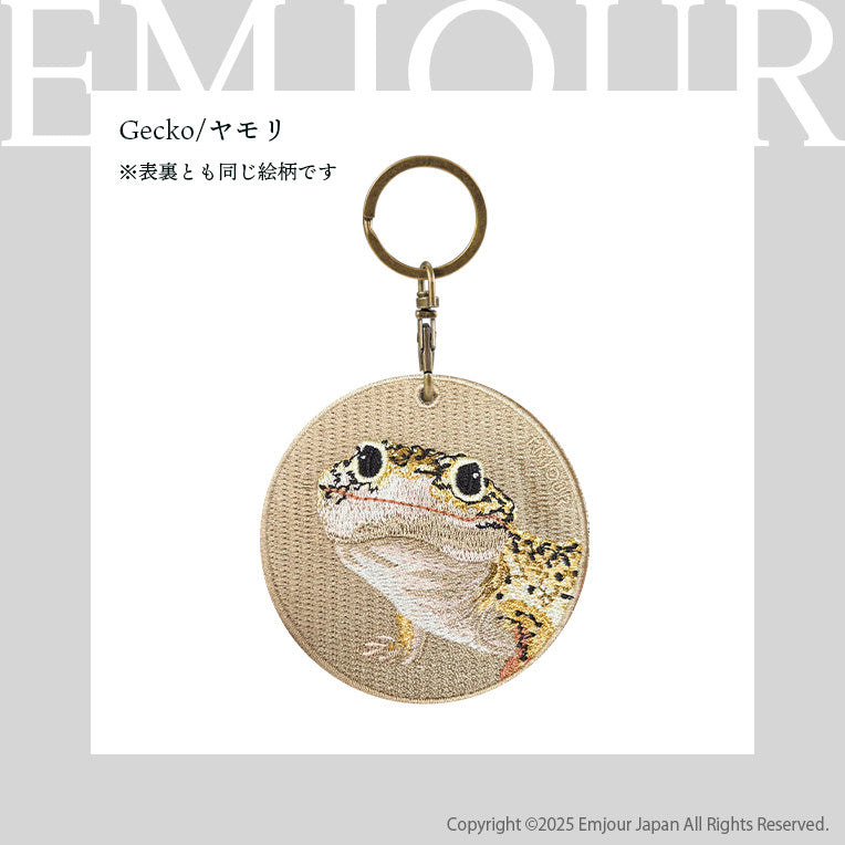 キーホルダー 刺繍 EMJOUR 恐竜 ヤモリ センザンコウ リクガメ 陸亀 ティラノサウルス トリケラトプス アニマル 爬虫類 キーチェーン プレゼント ギフト (animal-10)