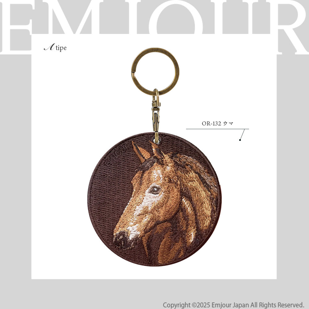 EMJOUR 刺繍キーホルダー 両面 トナカイ アニマル 動物 キーホルダー