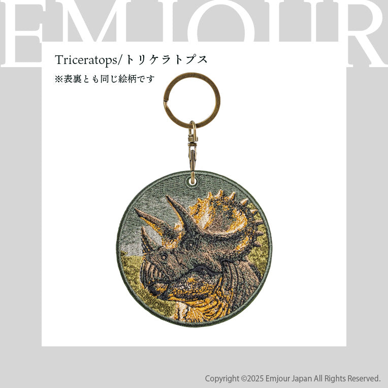キーホルダー 刺繍 EMJOUR 恐竜 ヤモリ センザンコウ リクガメ 陸亀 ティラノサウルス トリケラトプス アニマル 爬虫類 キーチェーン プレゼント ギフト (animal-10)