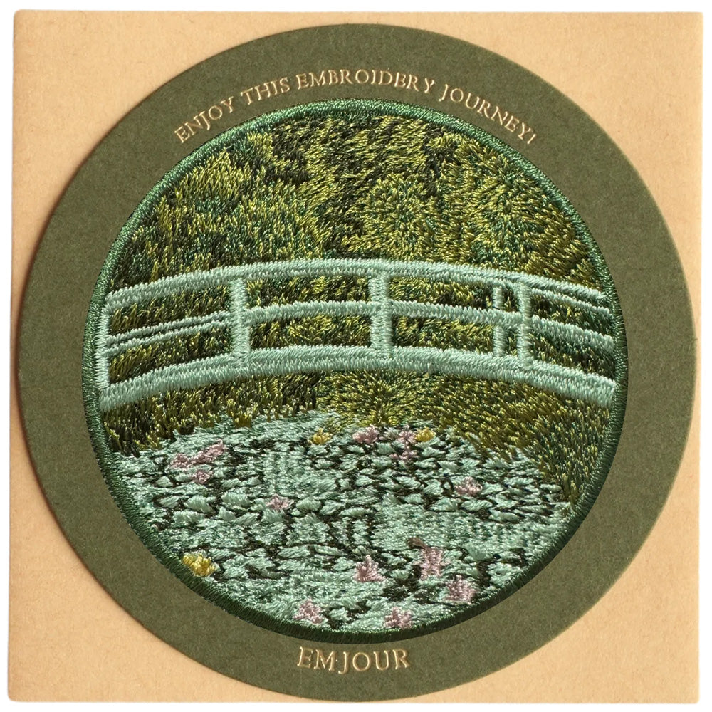 EMJOUR 刺繍 ワッペン ステッカー 絵画 葛飾北斎 ゴッホ モネ 神奈川沖浪裏 星月夜 睡蓮の池に架かる橋 エンジュール sticker