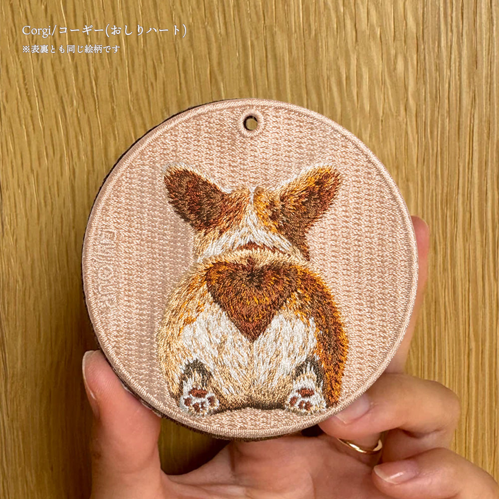 キーホルダー 犬 猫 刺繍 ワッペン アニマル チャーム 柴犬 黒柴 お散歩 トラ猫 お昼寝 ペット グッズ プレゼント EMJOUR エンジュール ペットロス